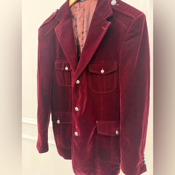 Vintage Inserch Burgundy Velvet Blazer - Picture 2 of 6